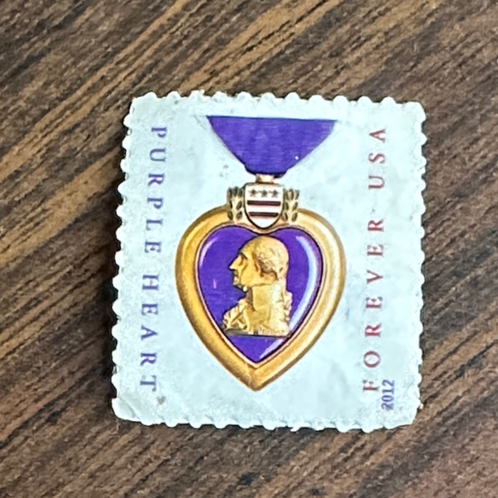 Purple Heart Stamp From 2012. This Is A Great Remembrance Item.